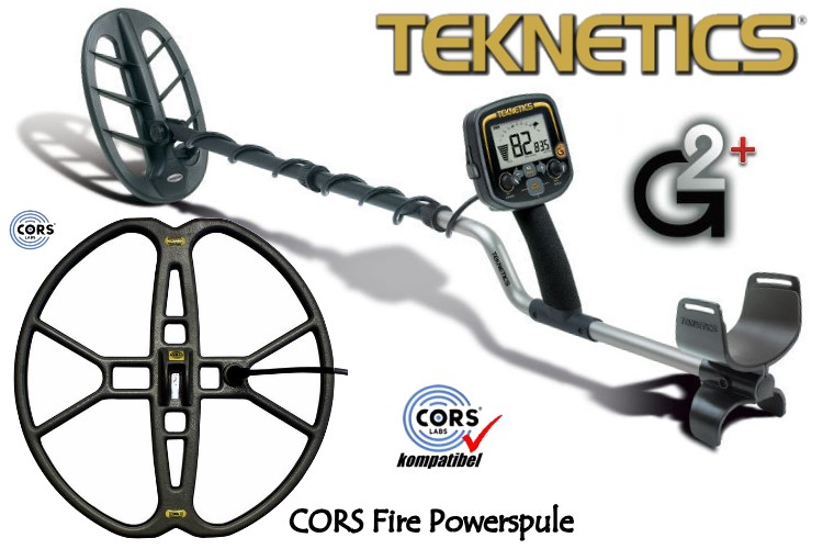 Metalldetektor Teknetics G2 plus & CORS Fire Hochleistungsspule (Tiefenortungspaket)